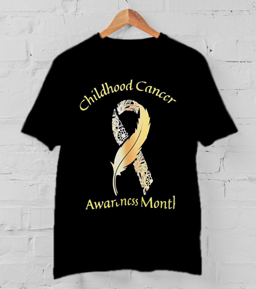 Childhood Cancer Awareness Month Gold Floral Ribbon T-Shirt