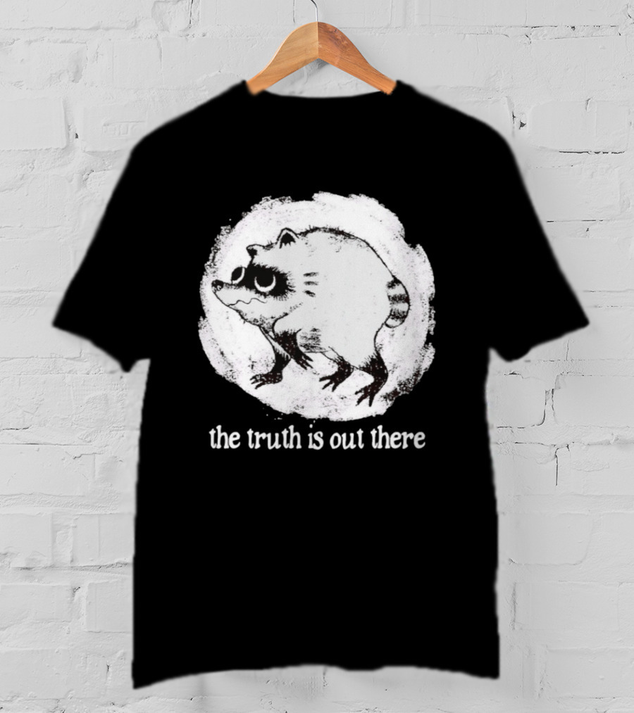 Jimothy The Raccoon The Truth Is Out There Black And White Sketch T-Shirt