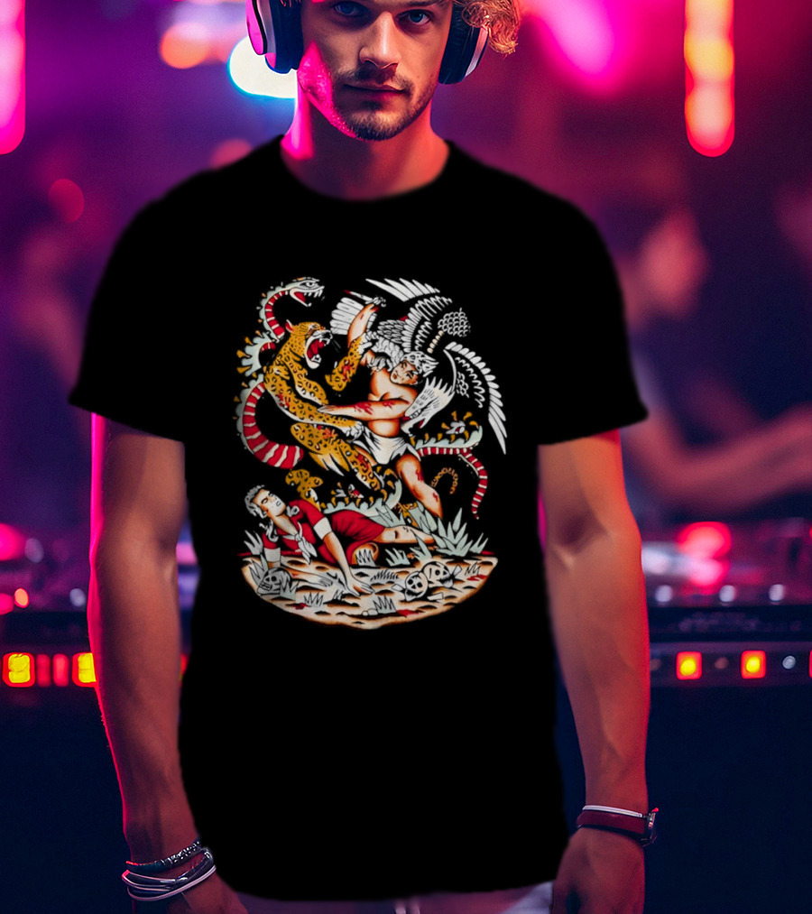 Doomsday Battle Angel Versus Mythical Beast In Combat Scene T-Shirt