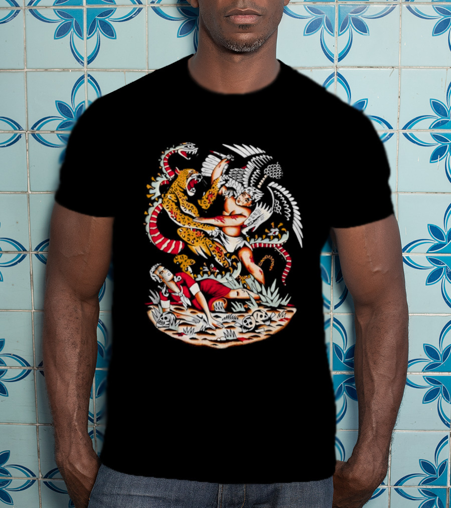 Doomsday Battle Angel Versus Mythical Beast In Combat Scene T-Shirt