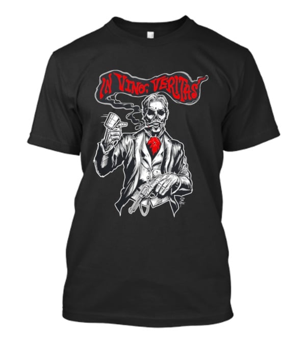 Skeleton Doc Holliday In Vino Veritas Smoking Gun Wine Cup T-Shirt