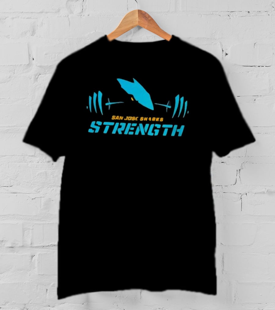San Jose Sharks Strength Weightlifting Barbell T-Shirt