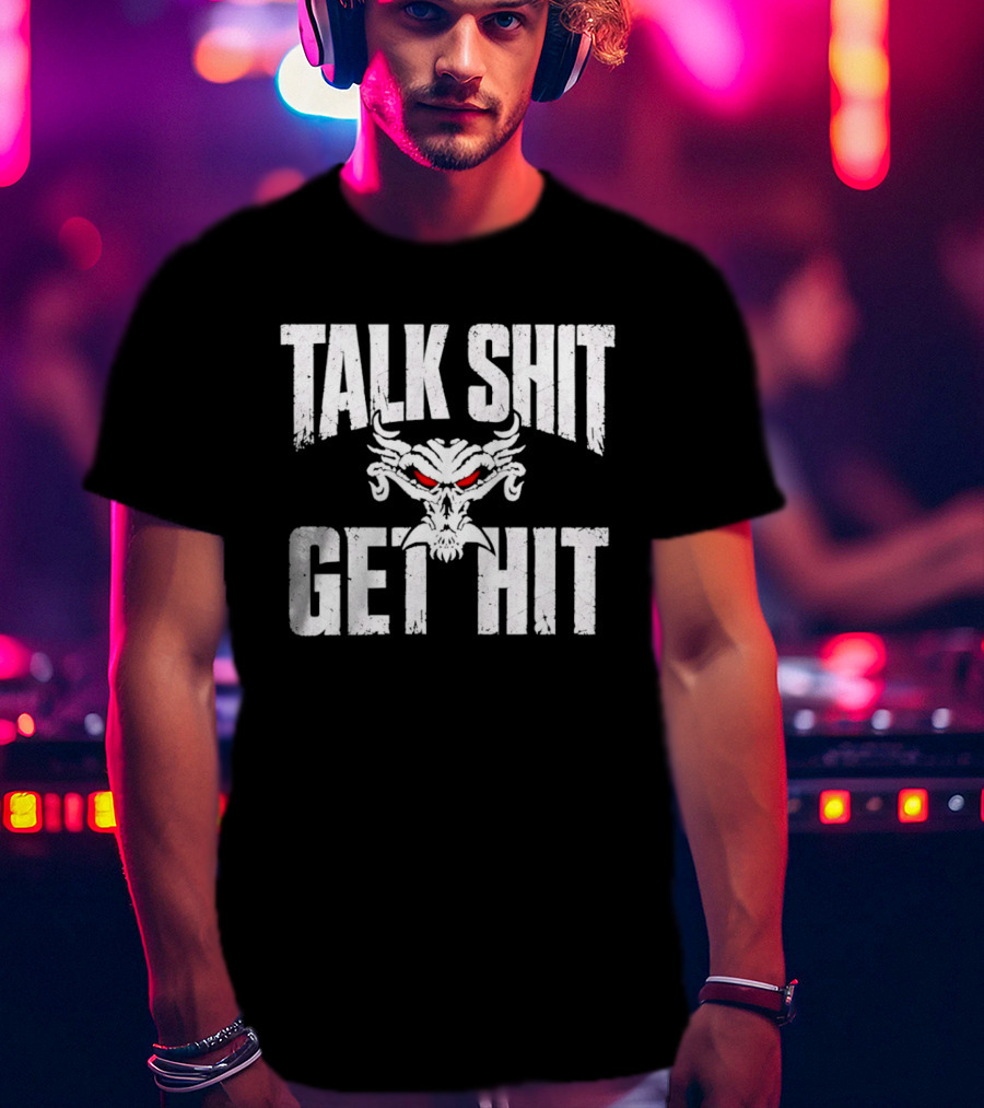 Talk Shit Get Hit Pro Wrestling Red Eyed Skull T-Shirt