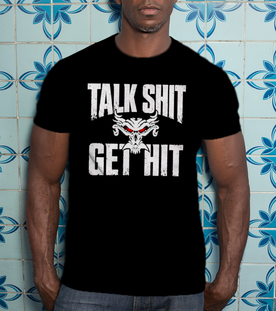 Talk Shit Get Hit Pro Wrestling Red Eyed Skull T-Shirt