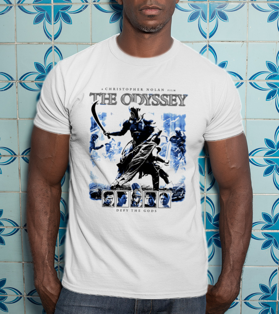 A Christopher Nolan Film The Odyssey Defy The Gods Movie Epic Adventure T-Shirt