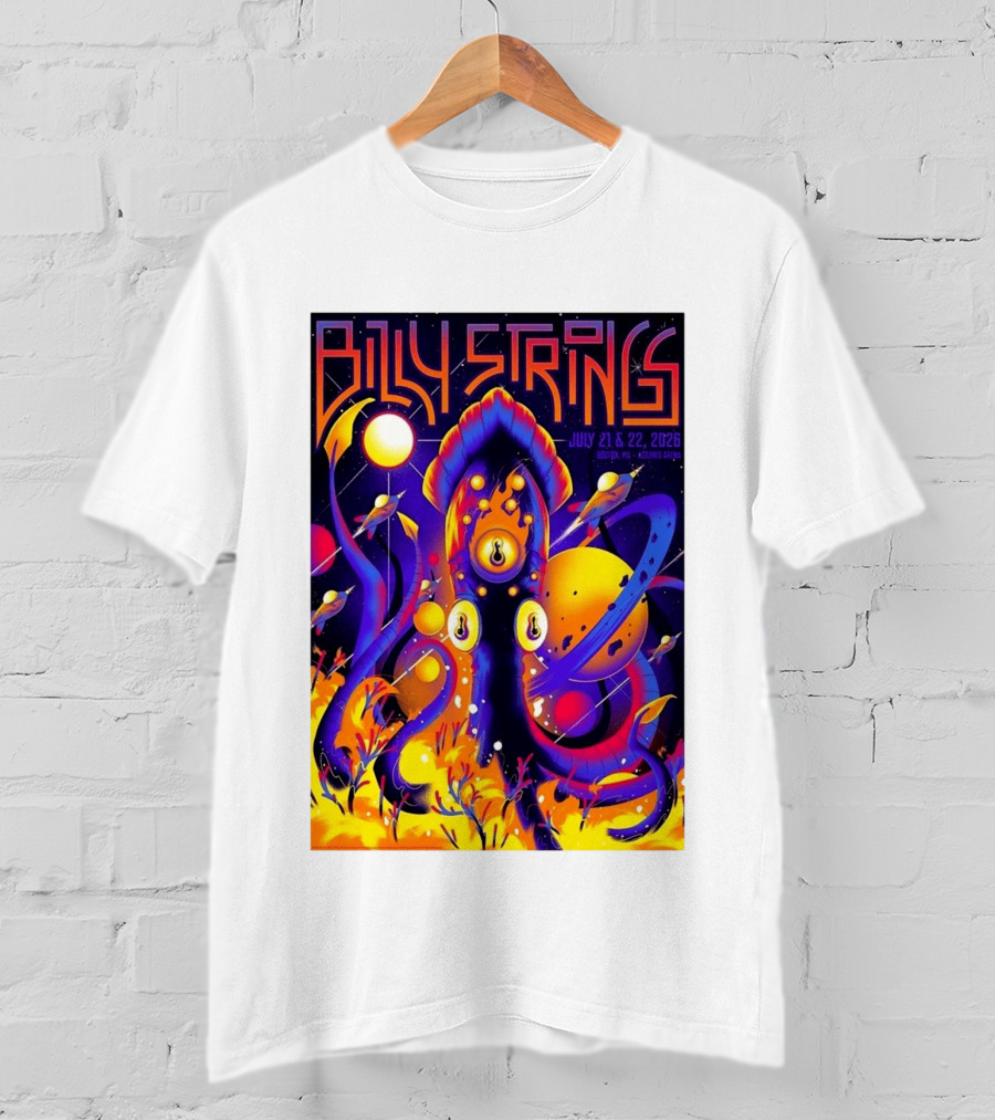 Billy Strings Boston MA July 21 22 2026 Live Agganis Arena Event Psychedelic Cosmic Squid T-Shirt