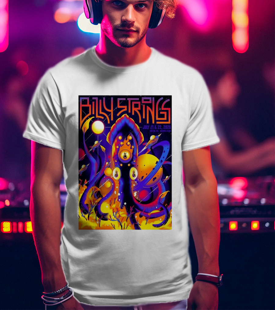 Billy Strings Boston MA July 21 22 2026 Live Agganis Arena Event Psychedelic Cosmic Squid T-Shirt
