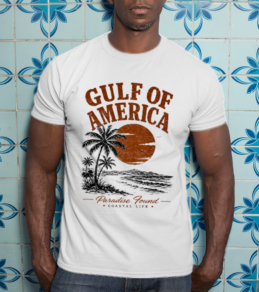 Gulf Of America Paradise Found Coastal Life Palm Sunset T-Shirt