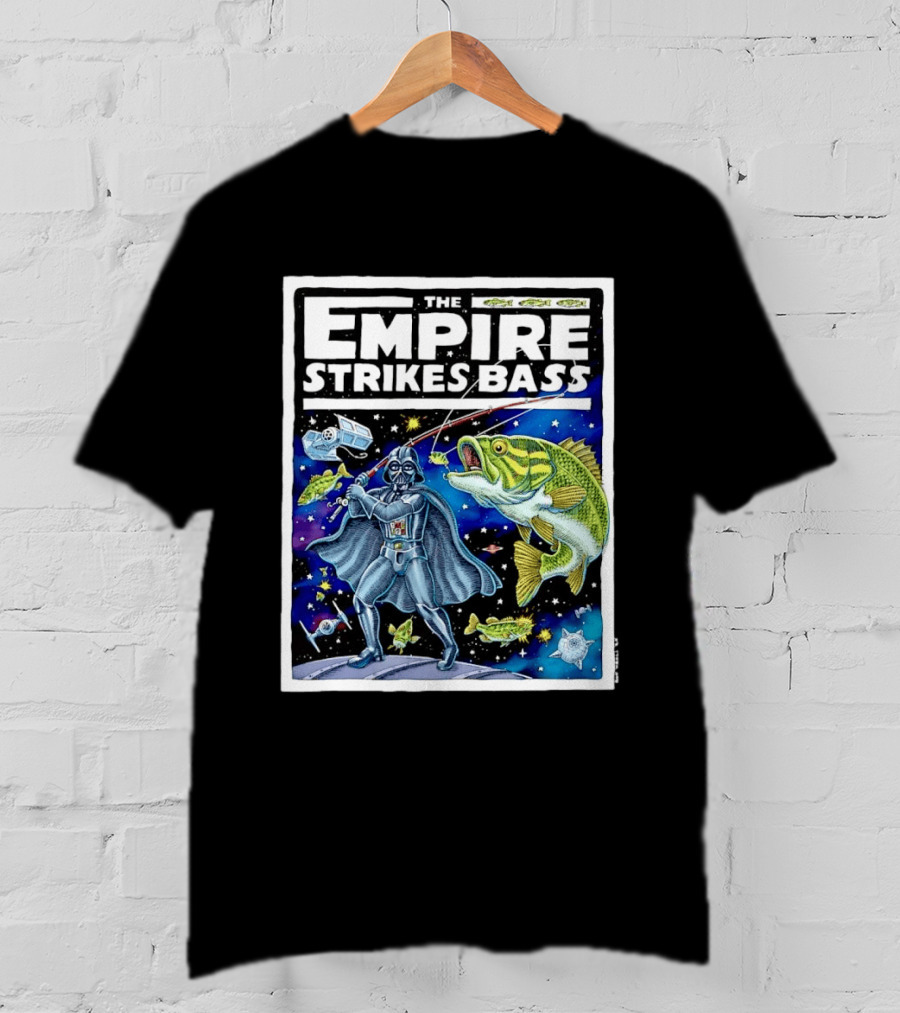 The Empire Strikes Bass Darth Vader Fishing Space Adventure T-Shirt