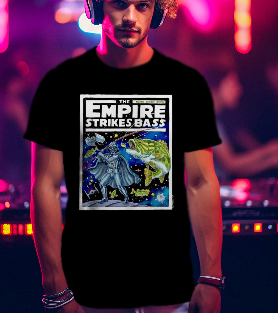 The Empire Strikes Bass Darth Vader Fishing Space Adventure T-Shirt