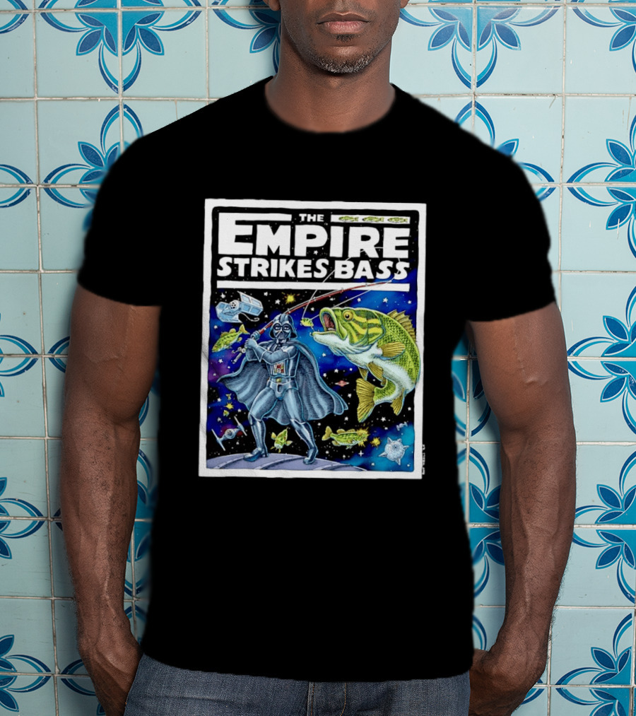 The Empire Strikes Bass Darth Vader Fishing Space Adventure T-Shirt