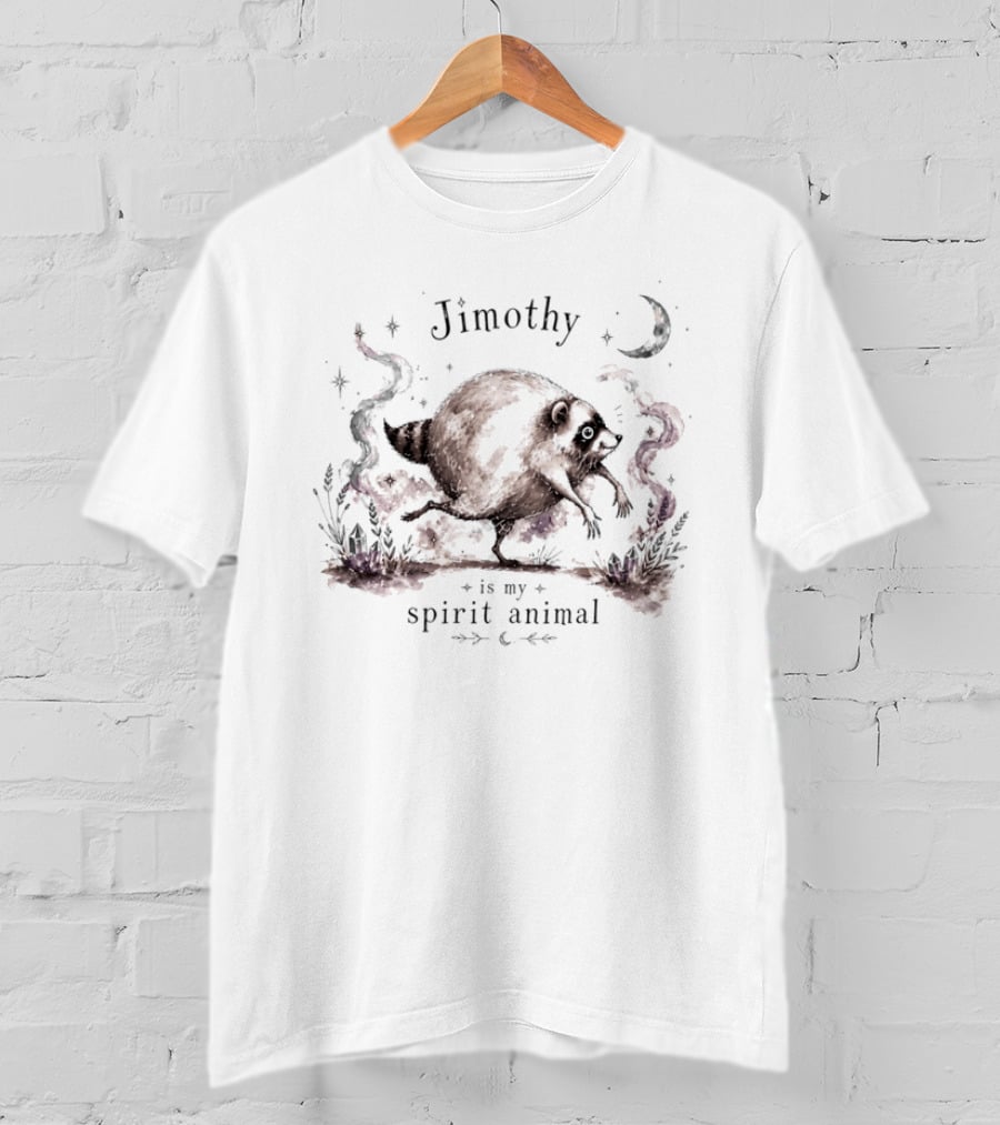 Jimothy Is My Spirit Animal Raccoon Celestial Moon Stars T-Shirt