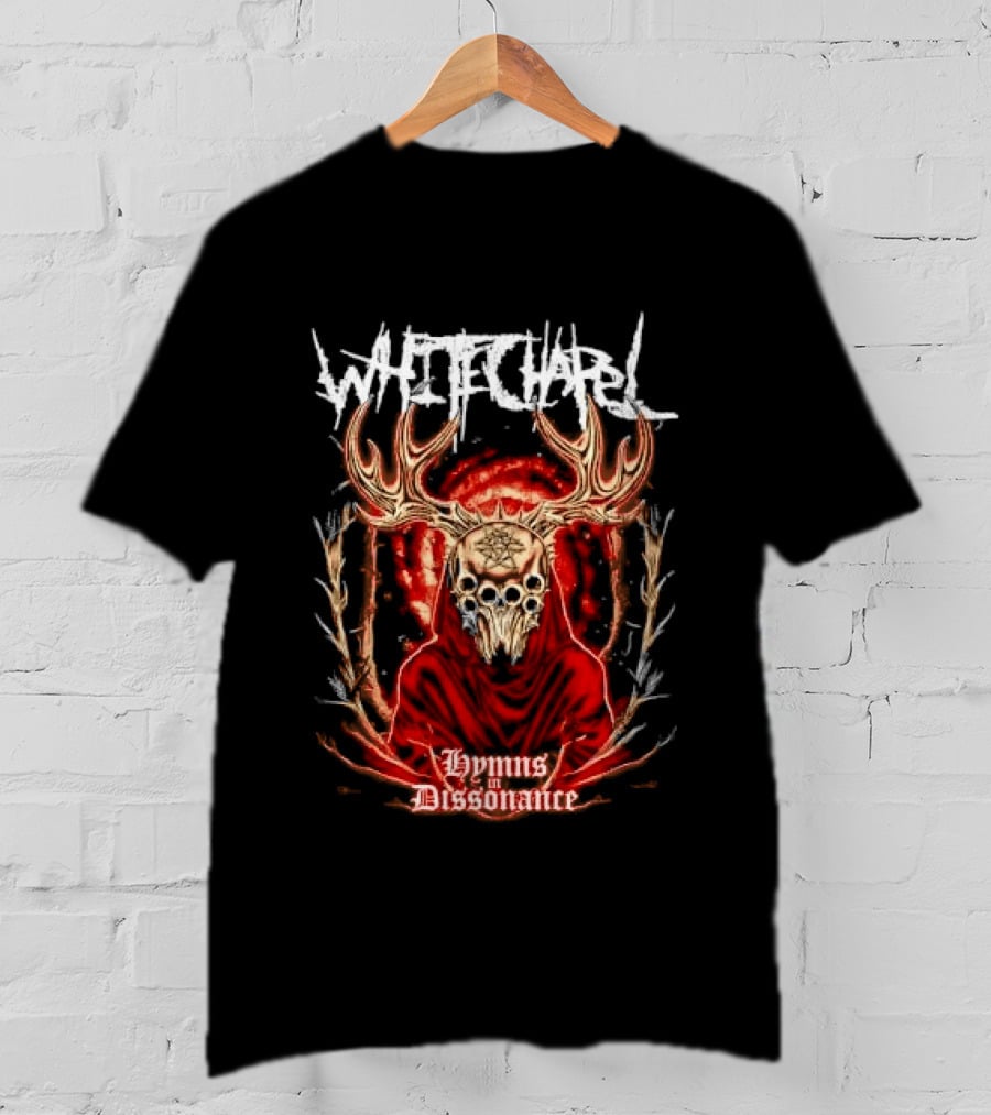 Whitechapel Antlered Skull Hooded Figure Hymns In Dissonance T-Shirt