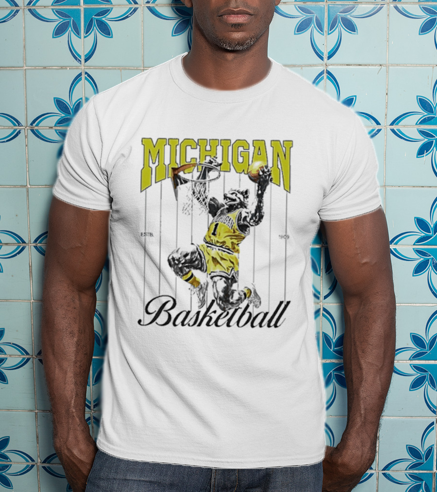 Wolverine Michigan Basketball Slam Dunk T-Shirt