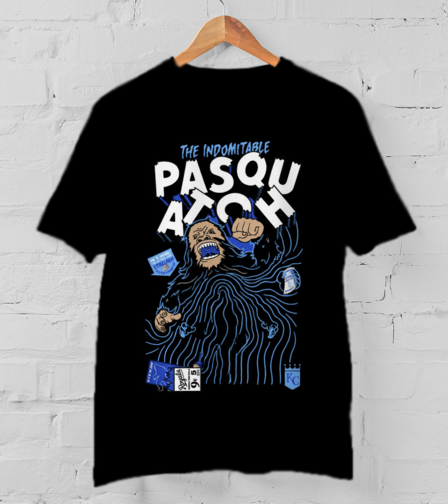 2026 Royals The Indomitable Pasquatch He's Here Fear The Beard KC Baseball T-Shirt