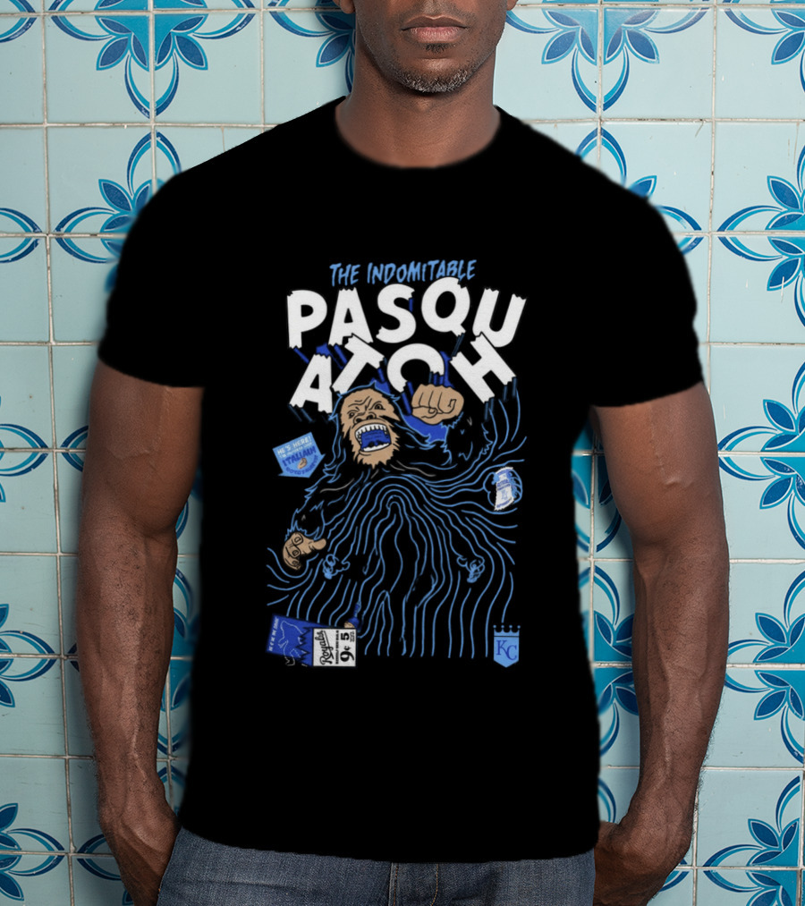 2026 Royals The Indomitable Pasquatch He's Here Fear The Beard KC Baseball T-Shirt