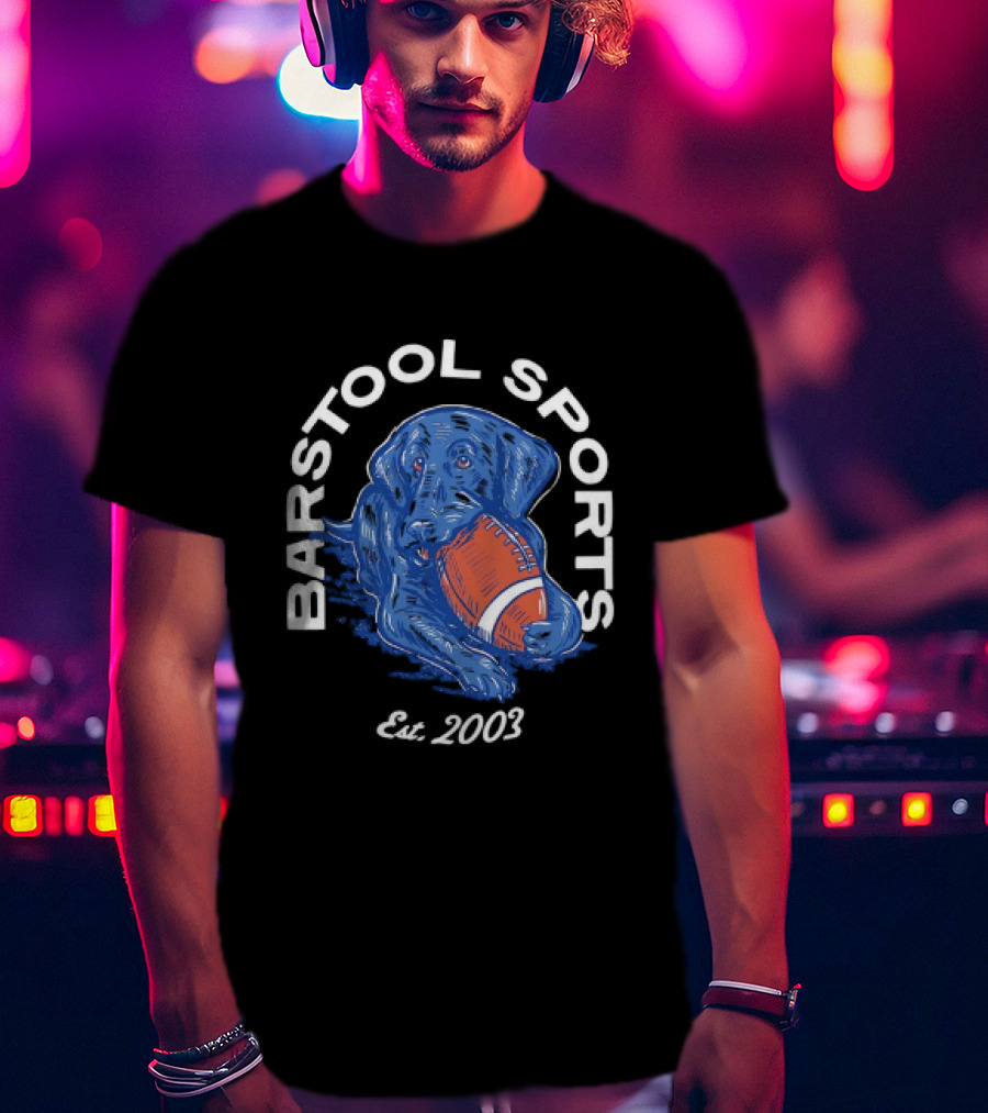 Barstool Sports Est. 2003 Black Labrador With Football T-Shirt