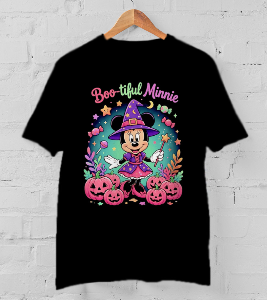 Boo Tiful Minnie Halloween Pumpkin Witch Disney Magic T-Shirt