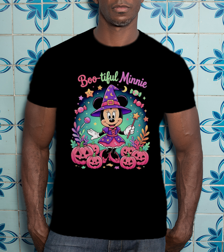 Boo Tiful Minnie Halloween Pumpkin Witch Disney Magic T-Shirt