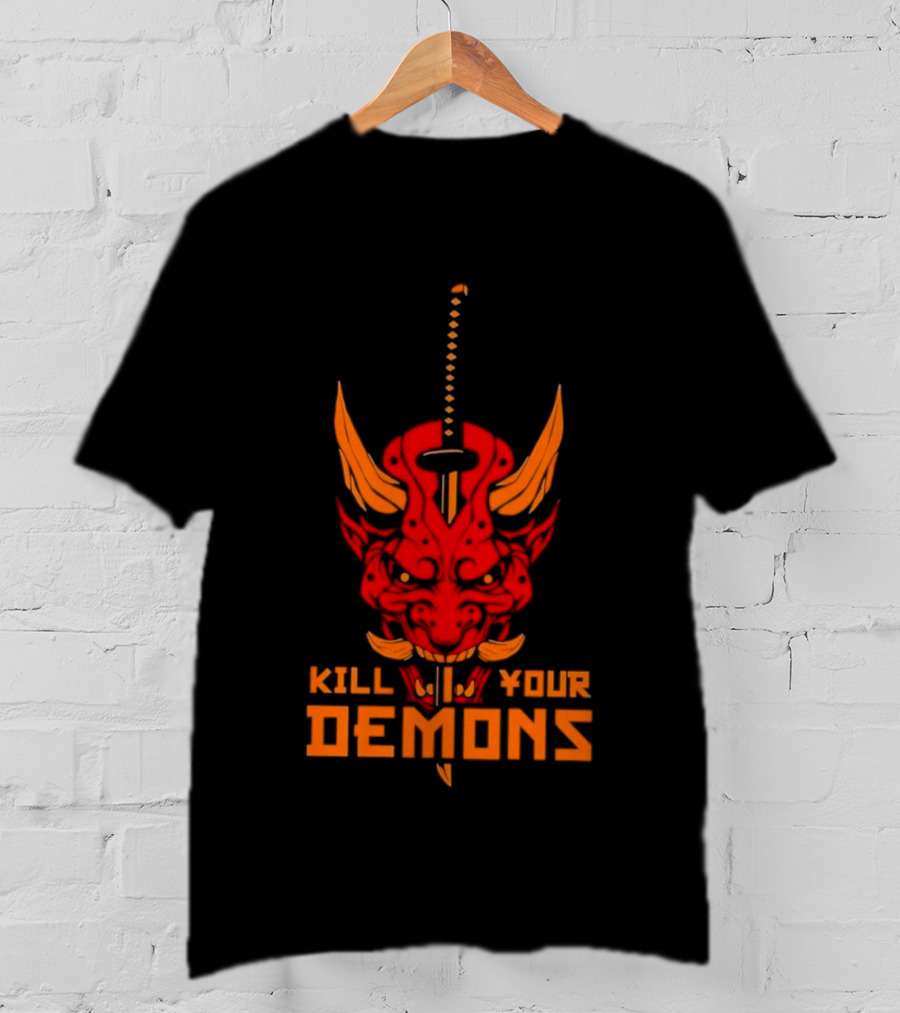 Kill Your Demons Oni Mask Samurai Sword T-Shirt