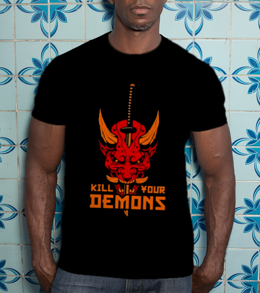 Kill Your Demons Oni Mask Samurai Sword T-Shirt