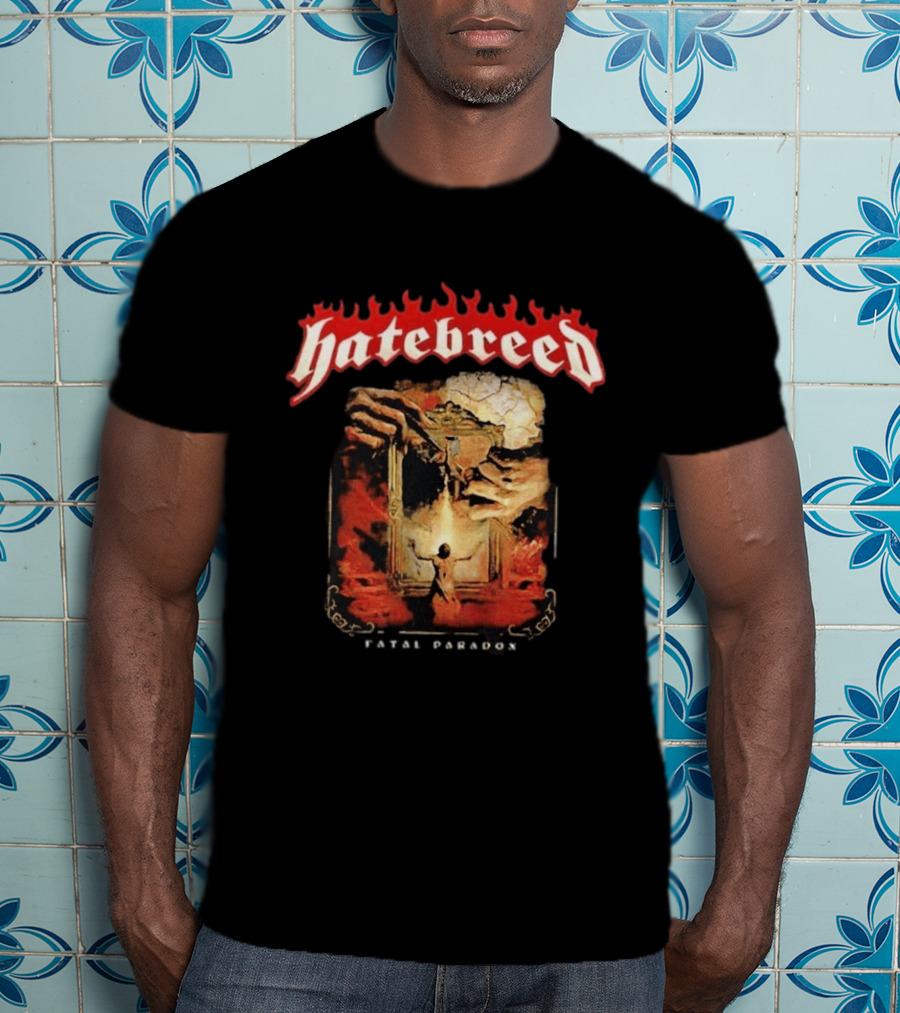 Hatebreed Fatal Paradox Fiery Artwork With Hands And Figure T-Shirt