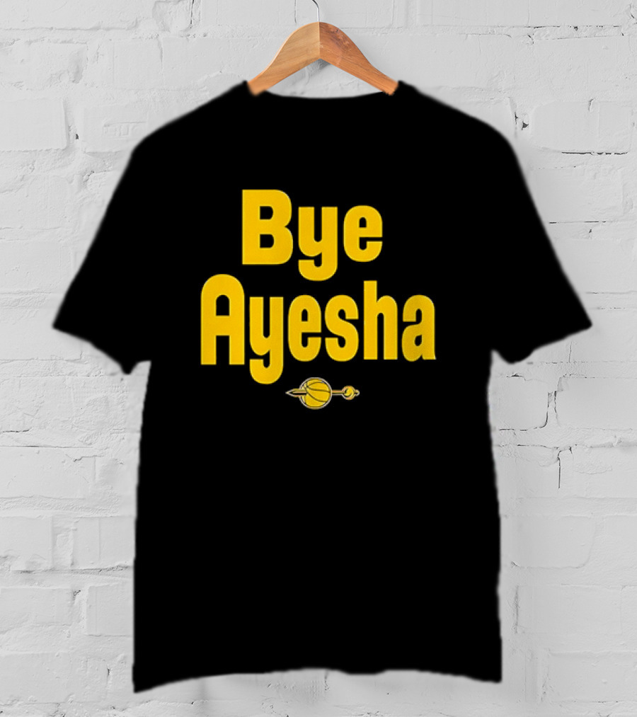 Bye Ayesha Basketball Team Yellow Text With Ball And Hoop T-Shirt