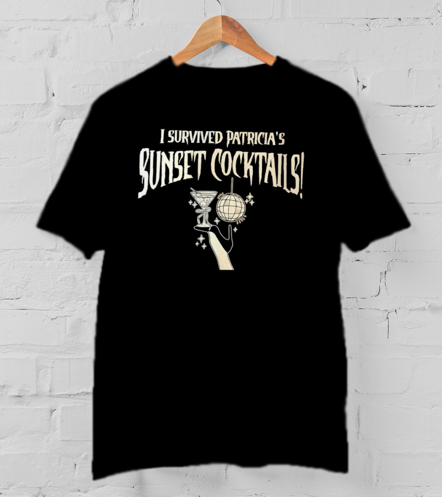 I Survived Patricia's Sunset Cocktails Martini Glass Disco Ball Celebration T-Shirt