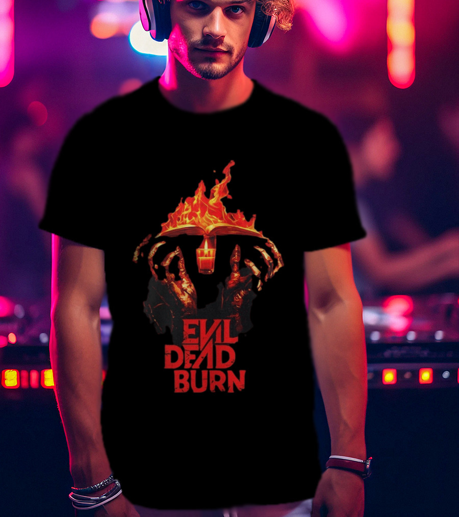 Evil Dead Burn Flaming Book Horror Visuals T-Shirt