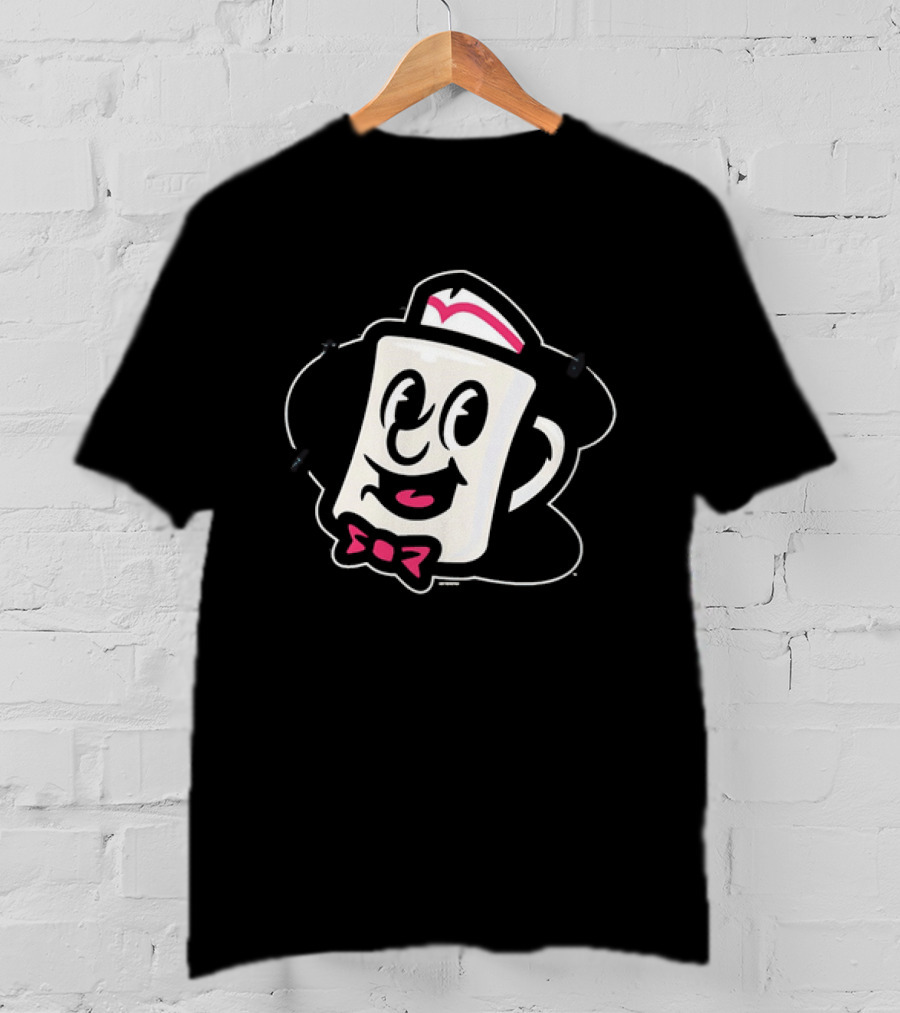 Diner Coffee Cup Cartoon With Smile And Bowtie T-Shirt