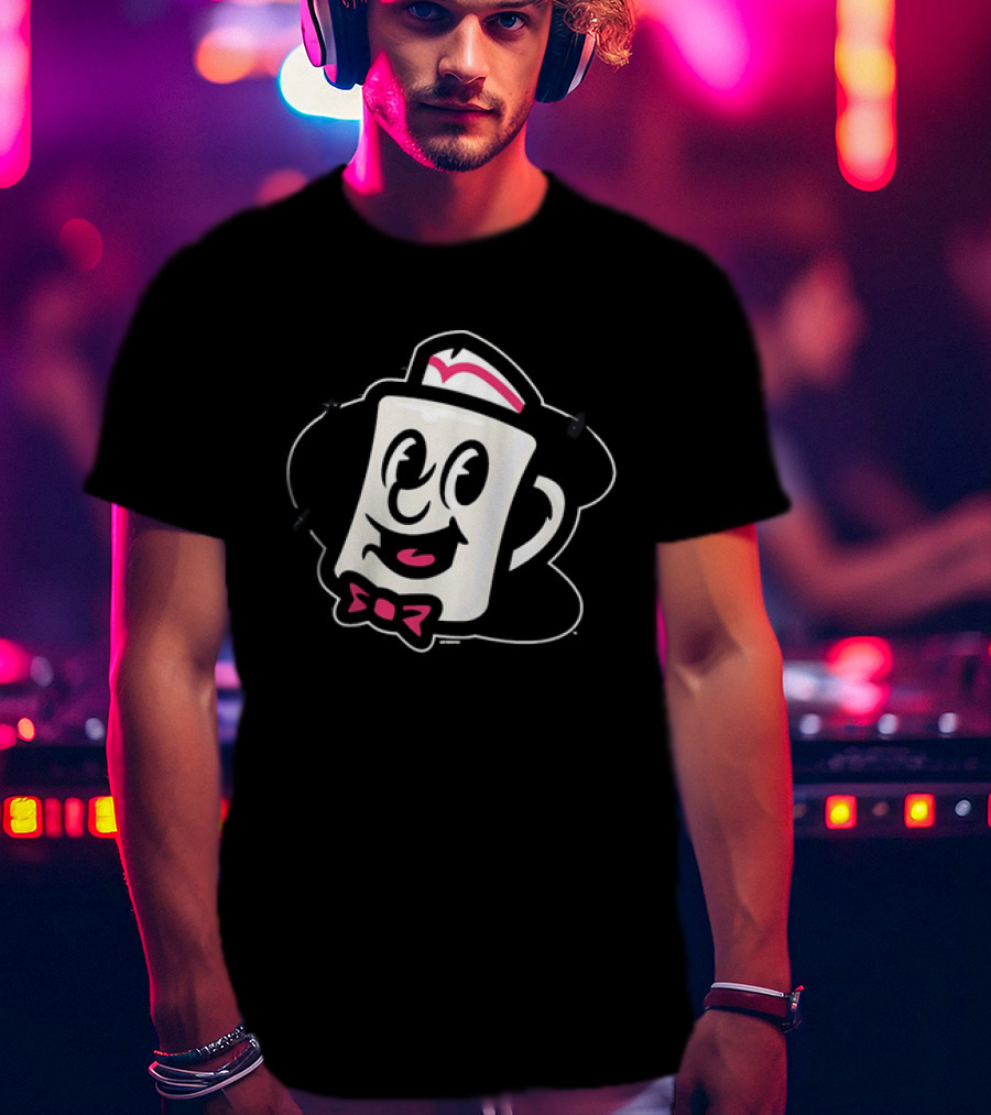 Diner Coffee Cup Cartoon With Smile And Bowtie T-Shirt
