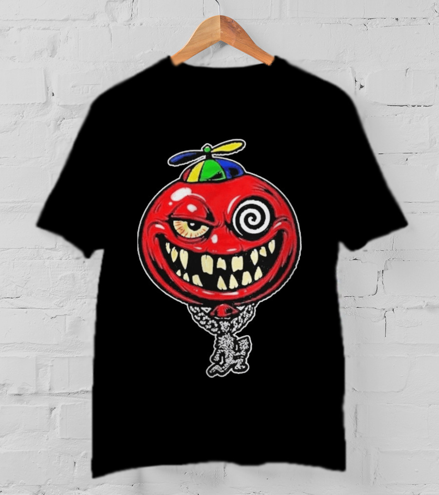 Insane Clown Posse Wakko The Kidd Bizerker 187 Spiral Eyed Grinning Face Balloon With Propeller Hat T-Shirt