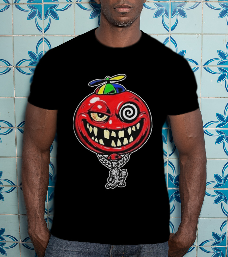 Insane Clown Posse Wakko The Kidd Bizerker 187 Spiral Eyed Grinning Face Balloon With Propeller Hat T-Shirt