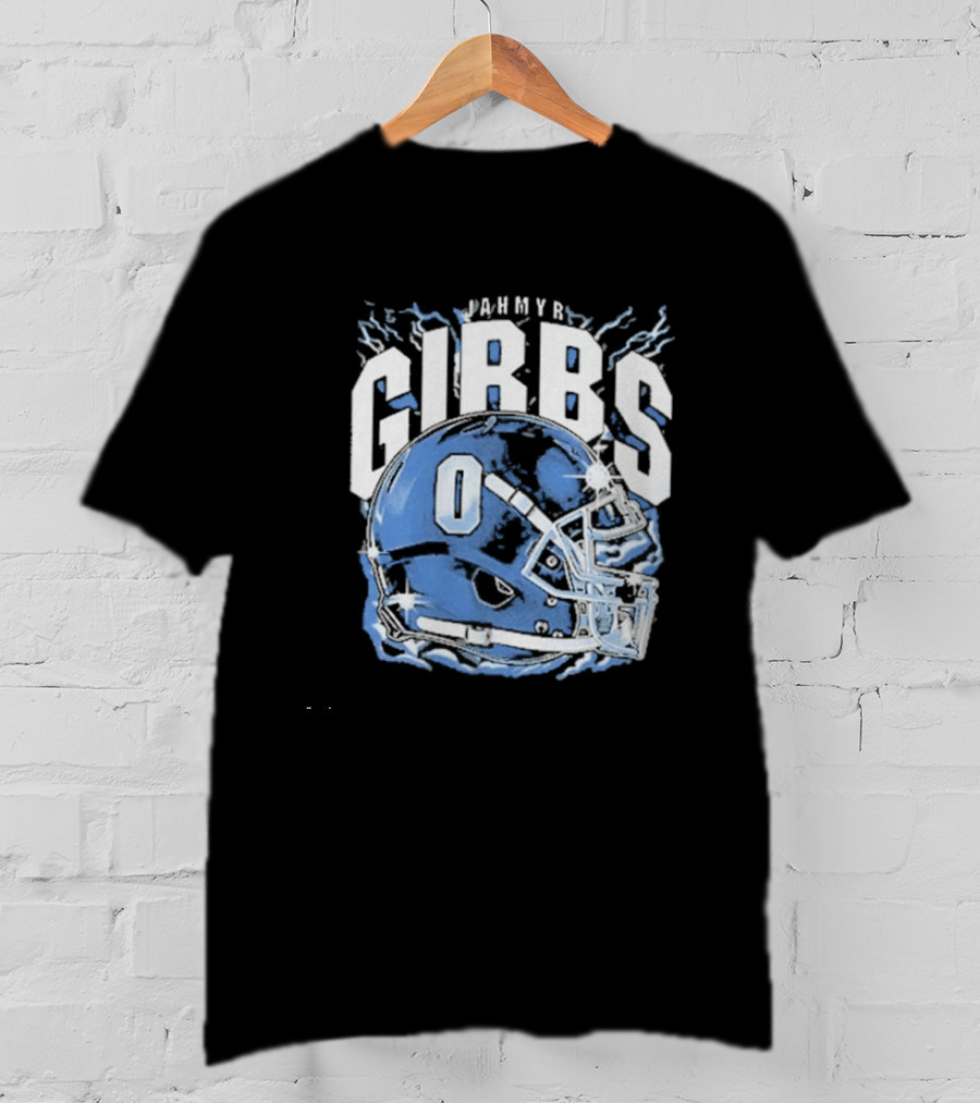 Jahmyr Gibbs Detroit Football Helmet Lions Number 0 T-Shirt