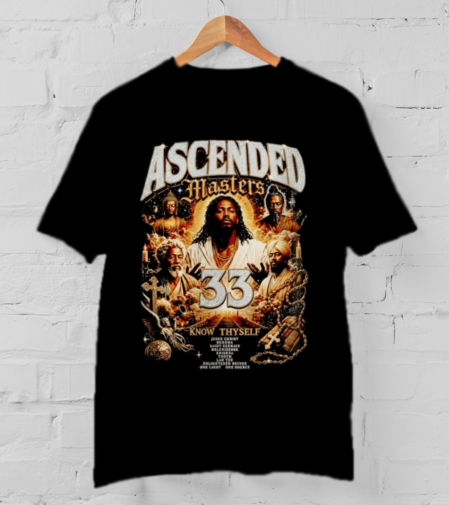 Ascended Masters 33 Jesus Christ Buddha Saint Germain Know Thyself Spiritual Enlightenment Vision T-Shirt