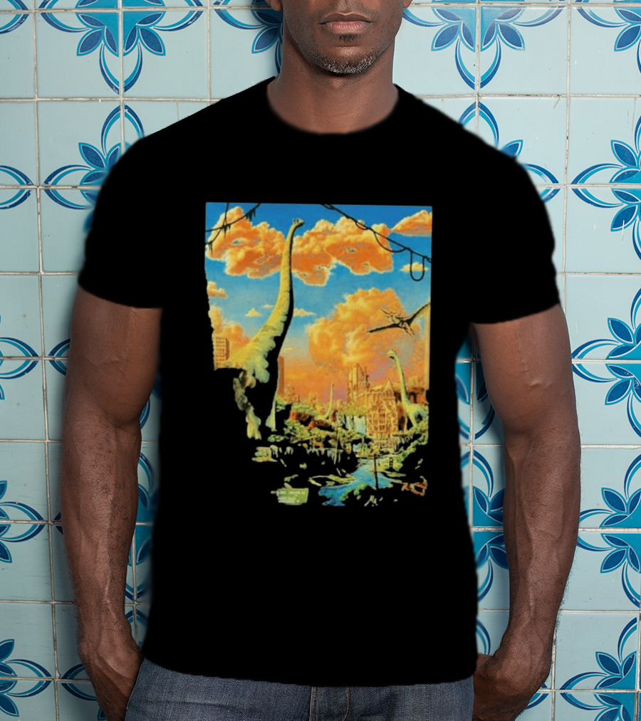 Phish Syracuse NY July 21 2026 St Joseph Health Amphitheatre Dinosaur Cityscape T-Shirt