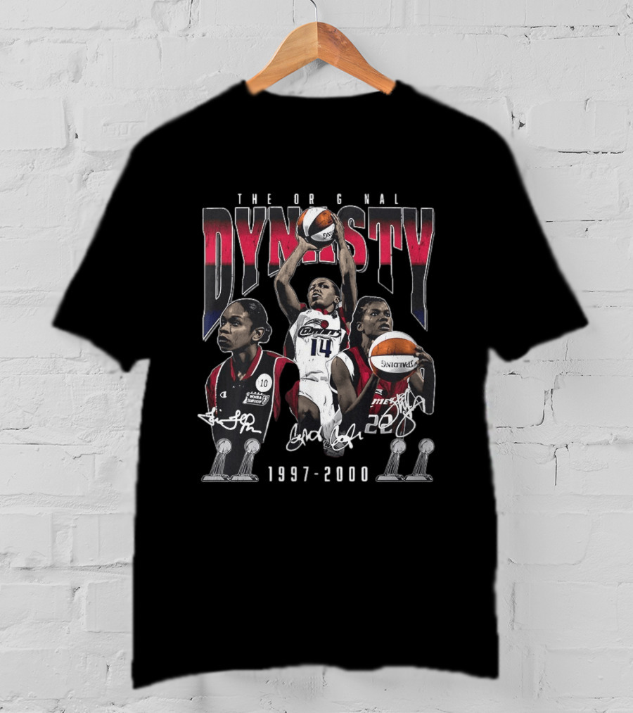 The Original Dynasty Sheryl Swoopes Cynthia Cooper Tina Thompson Houston Comets 1997 2000 T-Shirt