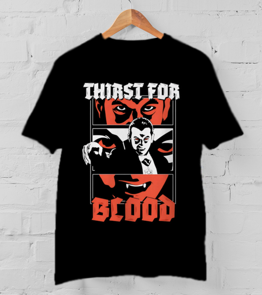 Thirst For Blood Vampire Horror Iconic Red Face T-Shirt