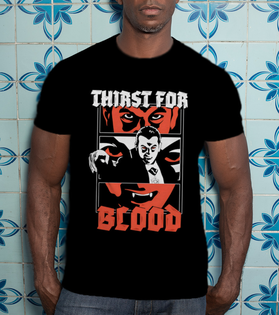 Thirst For Blood Vampire Horror Iconic Red Face T-Shirt