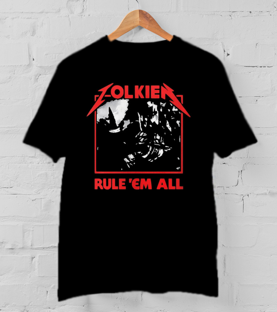 Tolkien Rule 'Em All Lord Of The Rings Metallica Mashup T-Shirt