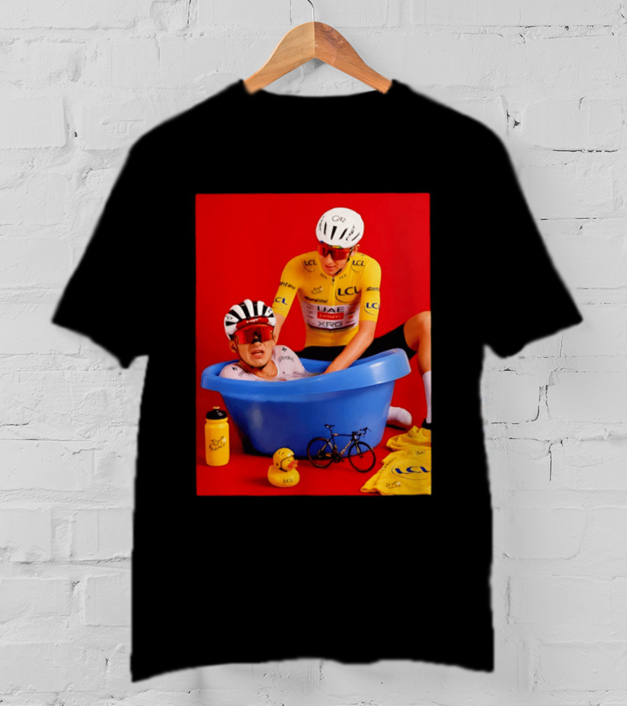 Tadej Pogačar Isaac Del Toro LCL UAE Team 2026 Cycling Bath Scene T-Shirt