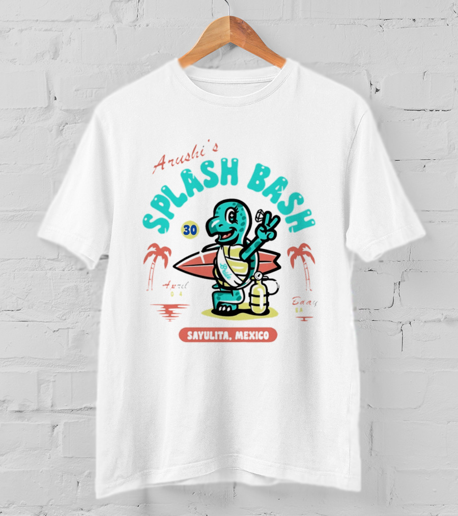 Arushi's Splash Bash Surfing Turtle 30th Birthday Sayulita Mexico T-Shirt