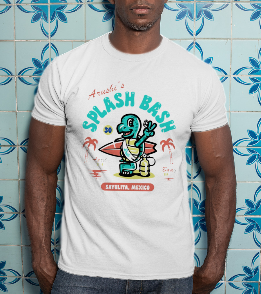 Arushi's Splash Bash Surfing Turtle 30th Birthday Sayulita Mexico T-Shirt