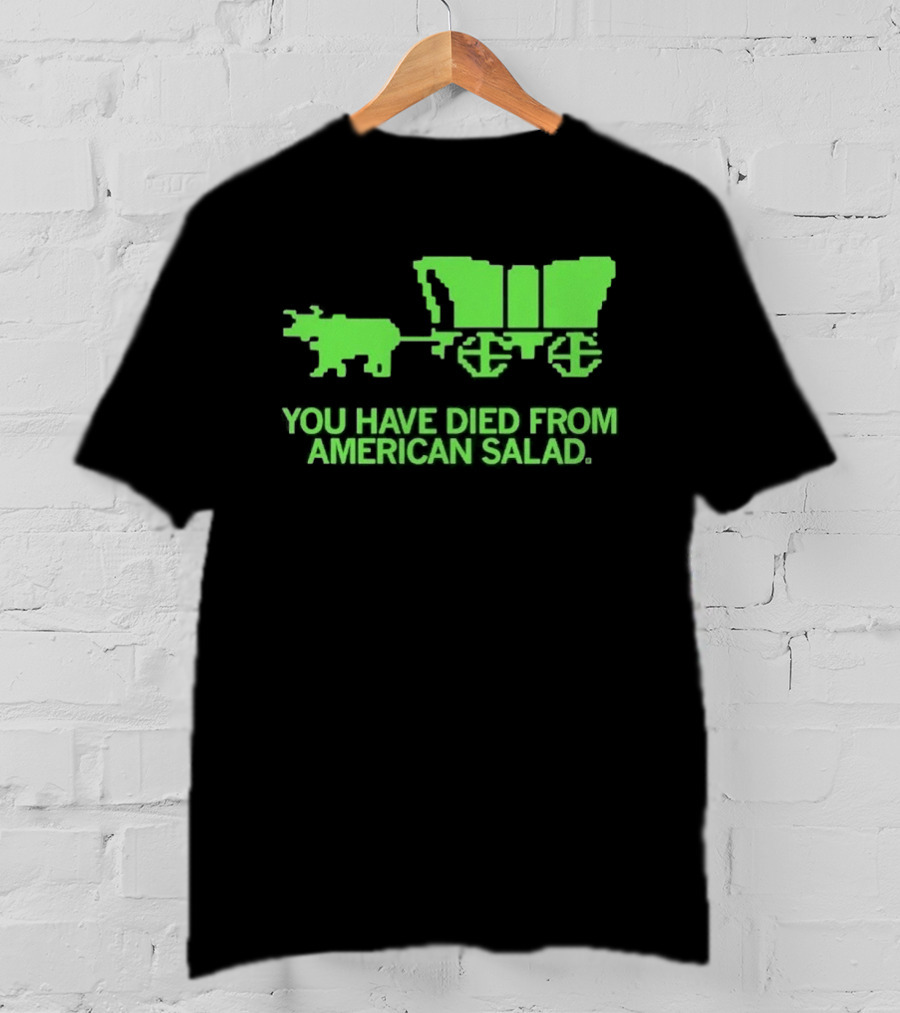You Have Died From American Salad Ox Cart Retro Gaming Spoof T-Shirt