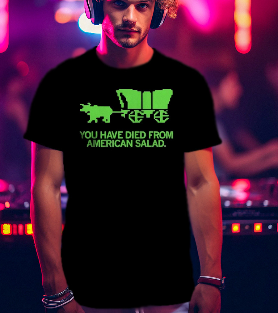 You Have Died From American Salad Ox Cart Retro Gaming Spoof T-Shirt