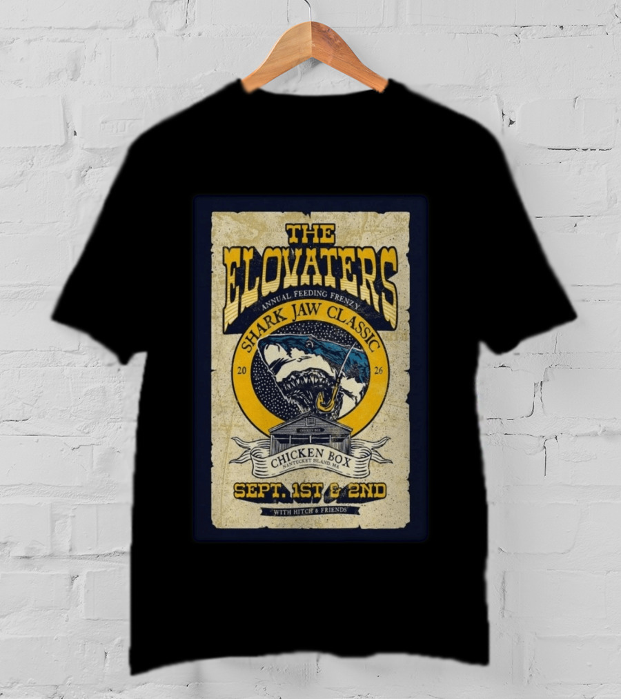 The Elovaters Annual Feeding Frenzy Shark Jaw Classic Nantucket Island MA Chicken Box Sept 1st 2nd 2026 T-Shirt