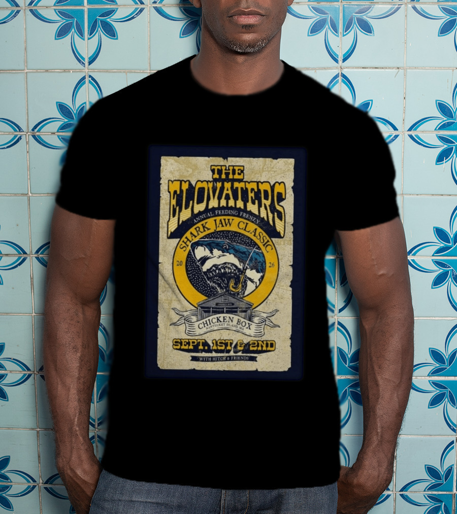 The Elovaters Annual Feeding Frenzy Shark Jaw Classic Nantucket Island MA Chicken Box Sept 1st 2nd 2026 T-Shirt