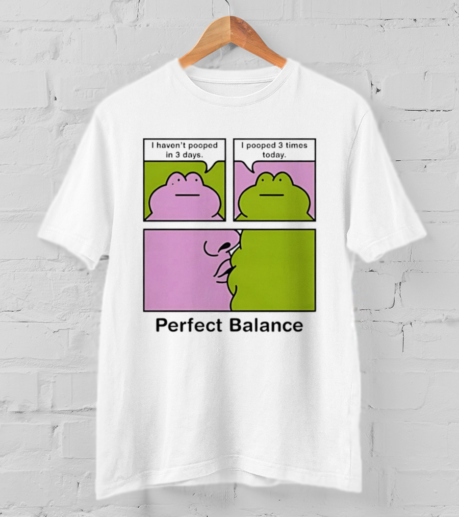 Perfect Balance Frog Meme I Haven't Pooped In 3 Days Pooped 3 Times Today T-Shirt