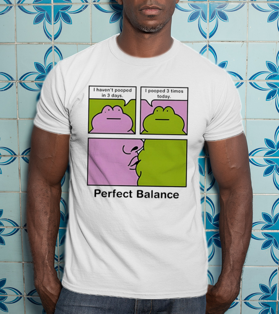 Perfect Balance Frog Meme I Haven't Pooped In 3 Days Pooped 3 Times Today T-Shirt