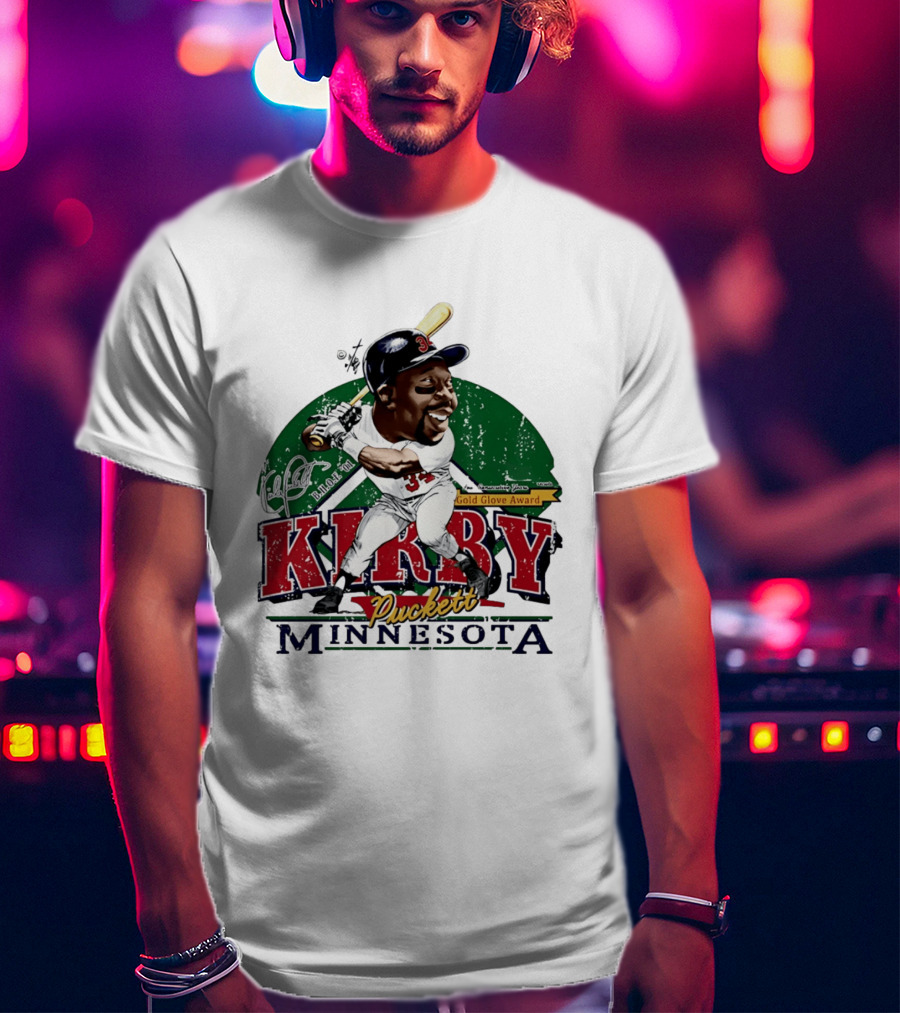 Kirby Puckett Minnesota Gold Glove Award Bruce Stark Collection T-Shirt